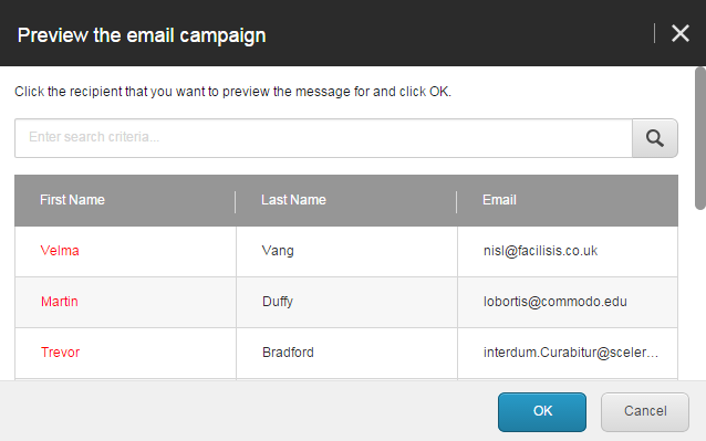 8 Preview the email campaign dialog box